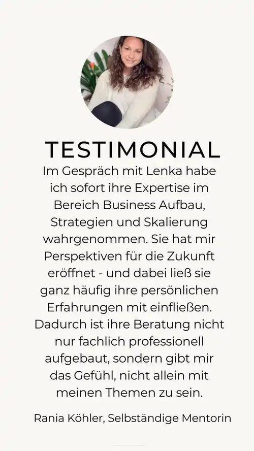 Testimonial von Rania Köhler, Selbständige Mentorin