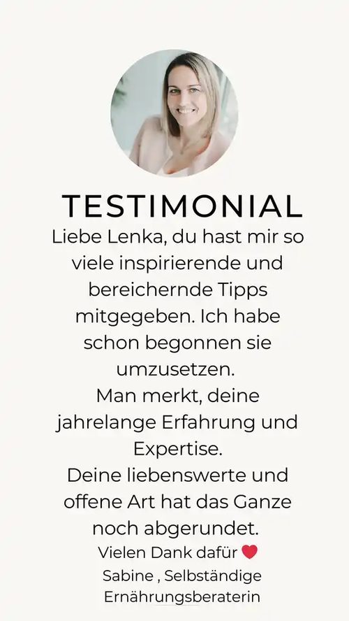 Testimonial von Sabine, Selbständige Ernährungsberaterin