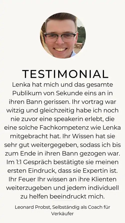 Testimonial von Leonard Probst, Selbständig als Coach für Verkäufer